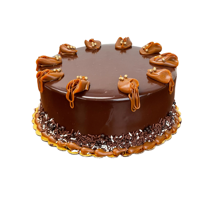 Cake de chocolate con manjar cubierto de ganache 9"      