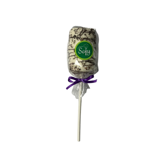 Paletas de malva con chocolate blanco y oreo