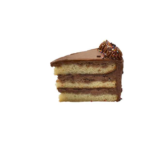 Yellow cake de vainilla con buttercream de nutella porción