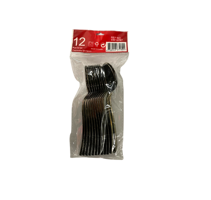 Cuchara mini plastico plateada 12 uds.