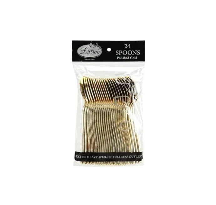 Cuchara plástica dorado 24 uds.