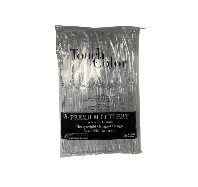 Cuchillos plásticos transparentes 24 uds.