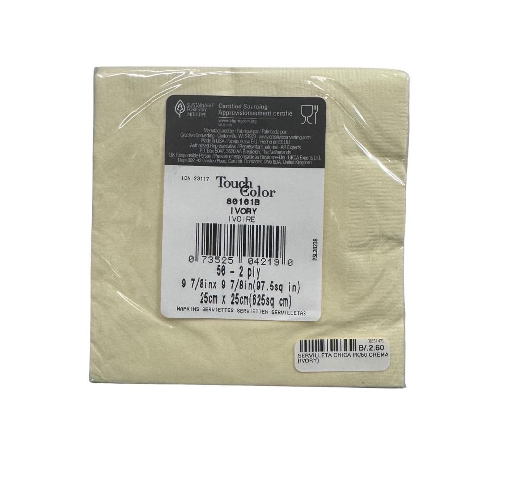 Servilletas chicas cremas ivory 50 uds.