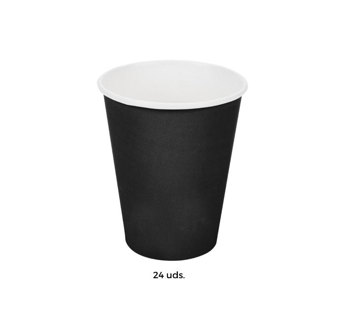 Vaso cartón negro black velvet 9 oz. 24 uds.