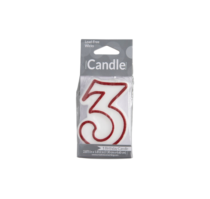 Vela Candle  3" Red Outlined #3