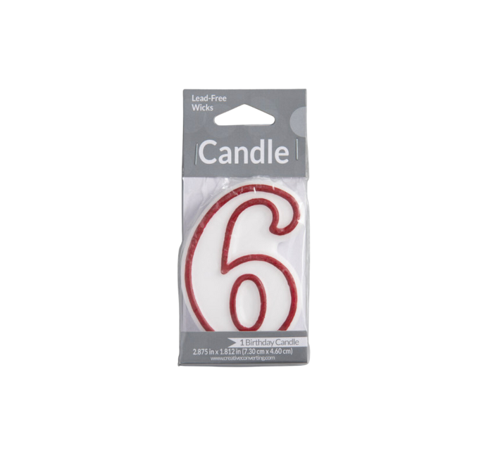 {'en_US': 'Vela Candle  3" Red Outlined #6'}