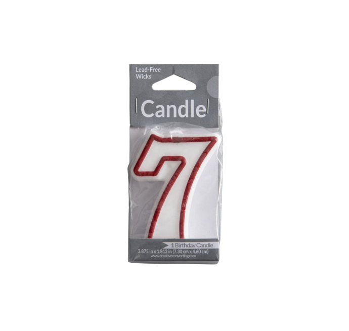 {'en_US': 'Vela Candle  3" Red Outlined #7'}