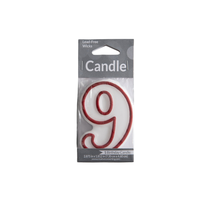 {'en_US': 'Vela Candle  3" Red Outlined #9'}