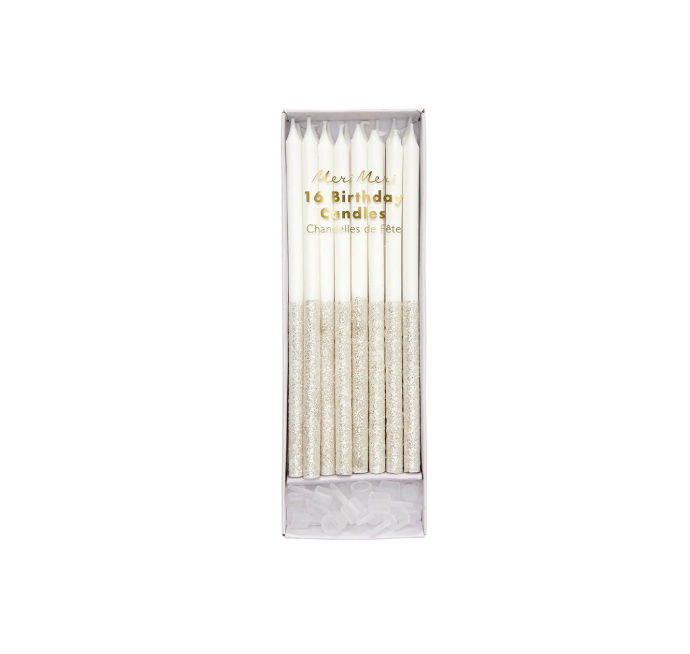 Velas Silver Glitter Dipped Candles                                   