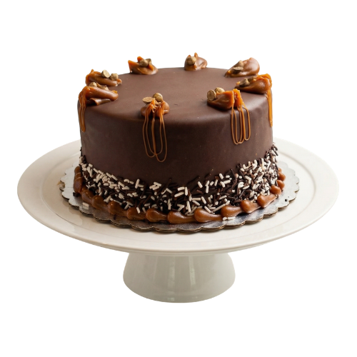 Cake de chocolate con manjar cubierto de ganache 7"