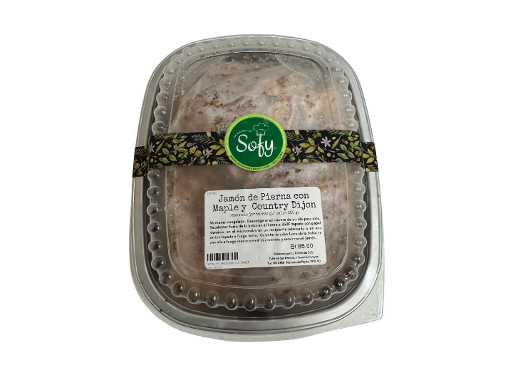Jamón de pierna rebanado con maple y country dijon con su salsa congelado