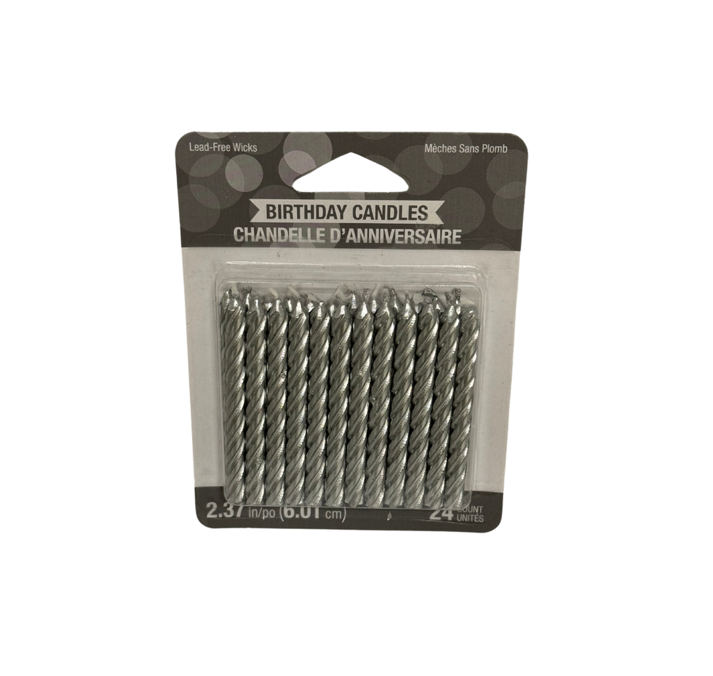 [025907] Velas Metallic silver spiral 24 uds.