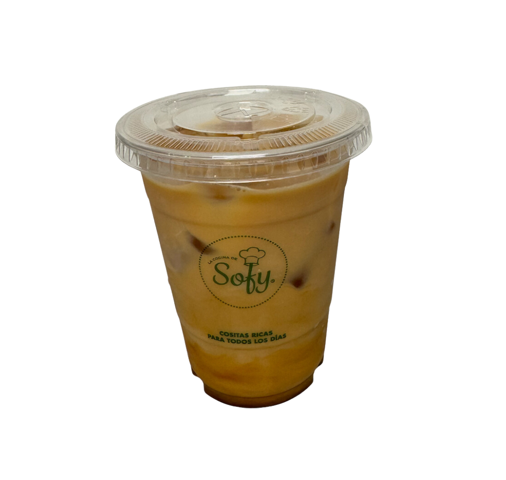 Café con leche frio descafeinado con leche desclactosada 16 oz
