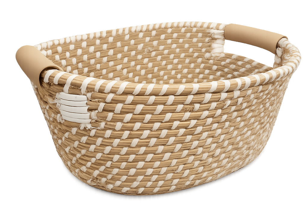 Canasta Ovalada de Mimbre Blanco y Crema conceptslife
