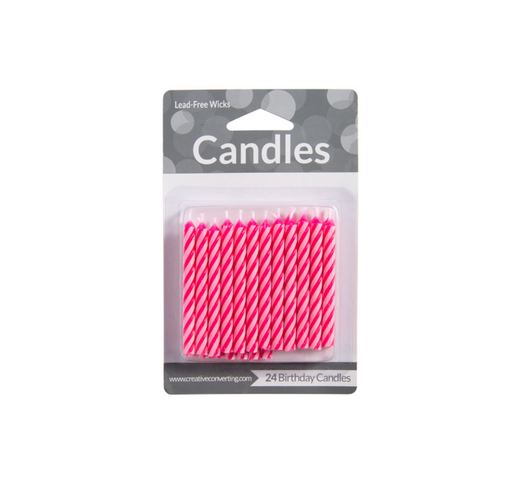 [025463] Vela Pink Spiral Candles  24 uds.