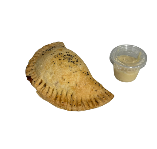 [026022] Empanada jumbo de pavo con queso y bacon con mayo de ajo y miel